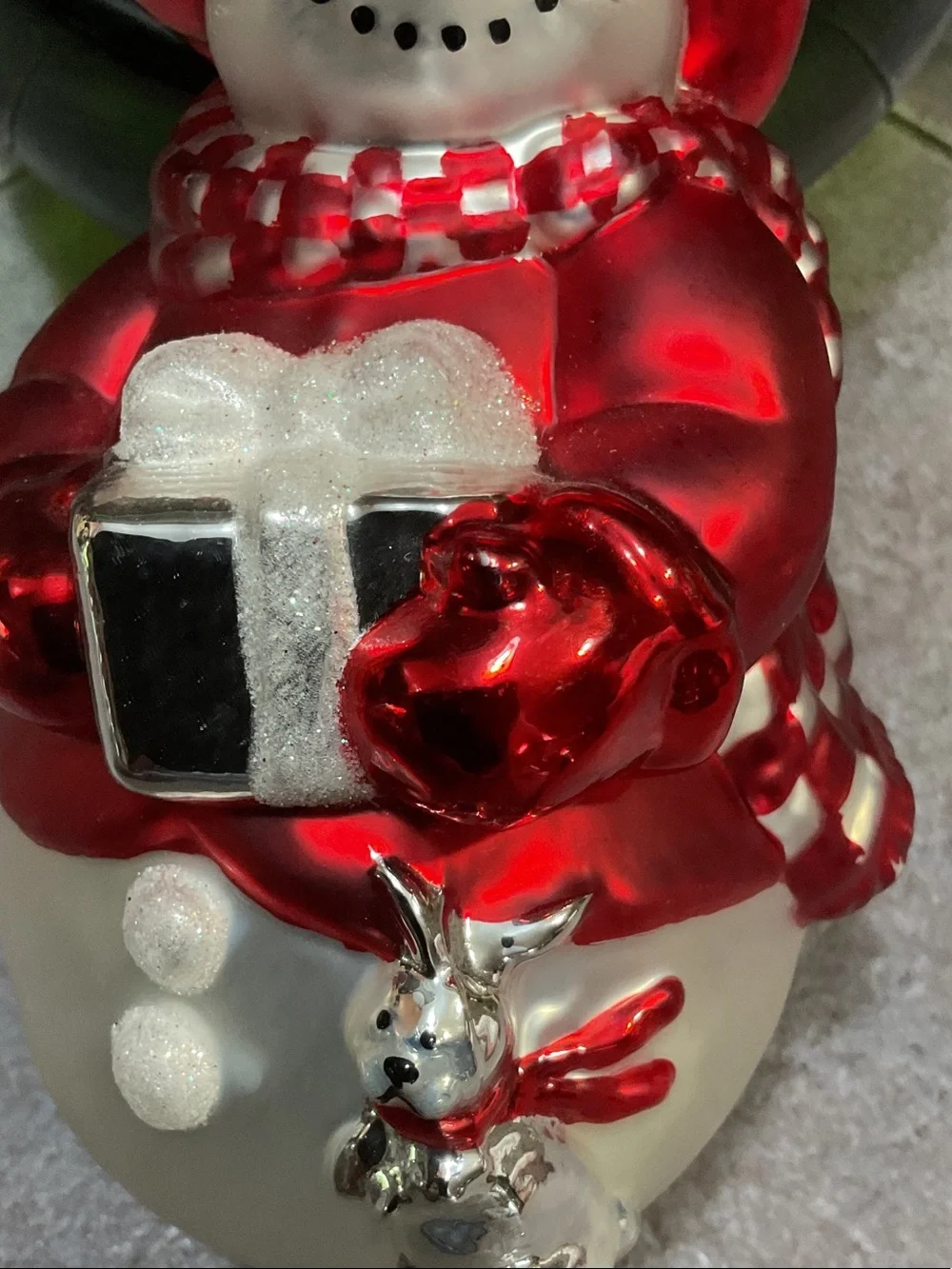 Red Snowman Holiday Ornament - Festive Home Holiday Decoration